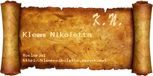 Klemm Nikoletta névjegykártya